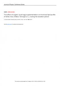 The effect of organic quail egg supplementation on ...