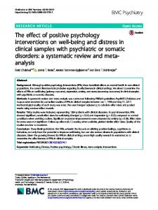 The effect of positive psychology interventions on well-being and