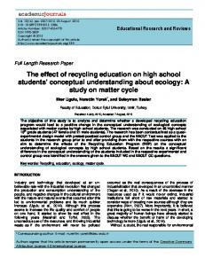 The effect of recycling education on high school students ... - Eric