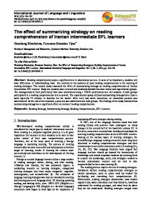 The effect of summarizing strategy on reading comprehension of