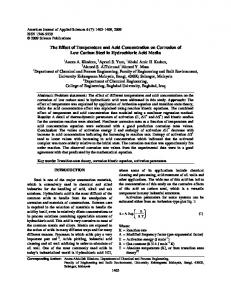 The Effect of Temperature and Acid Concentration on Corrosion of