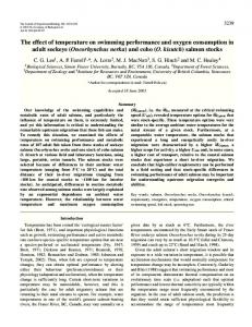 The effect of temperature on swimming performance and oxygen ...