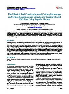 The Effect of Tool Construction and Cutting Parameters on Surface ...