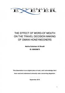 the effect of word-of mouth on the travel decision