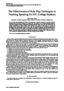 The Effectiveness of Role Play Techniques in Teaching Speaking for ...