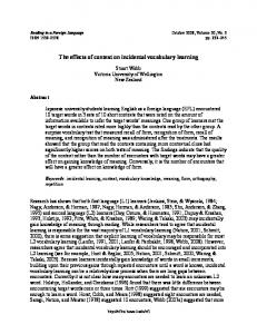 The effects of context on incidental vocabulary learning - ERIC