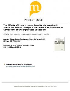 The Effects of Fraternity and Sorority Membership in ...