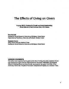 The Effects of Giving on Givers - iPEAR