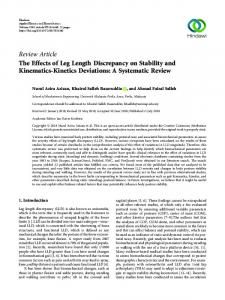 The Effects of Leg Length Discrepancy on Stability and Kinematics