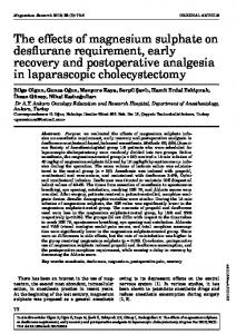 The effects of magnesium sulphate on desflurane requirement, early ...