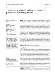 The effects of strength training on cognitive ... - Semantic Scholar