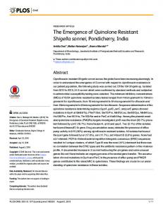 The Emergence of Quinolone Resistant Shigella sonnei, Pondicherry