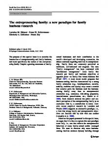 The entrepreneuring family: a new paradigm for family business ...