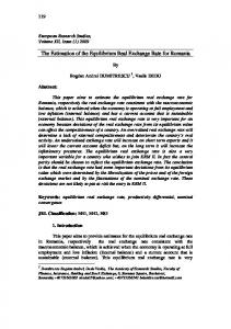 The Estimation of the Equilibrium Real Exchange Rate for Romania