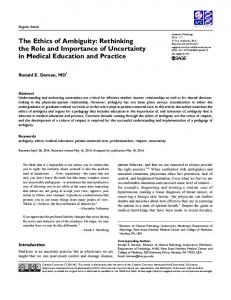 The Ethics of Ambiguity - SAGE Journals