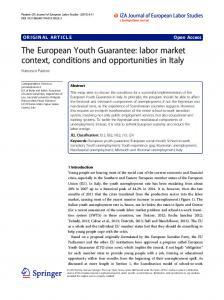 The European Youth Guarantee: labor market context, conditions and ...