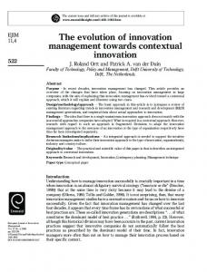 The evolution of innovation management towards contextual innovation