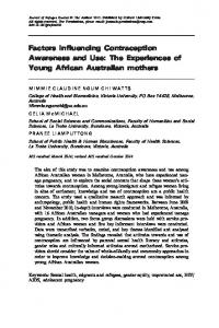 The Experiences of Young African Australian mothers