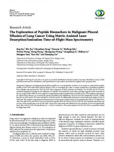 The Exploration of Peptide Biomarkers in Malignant Pleural Effusion of