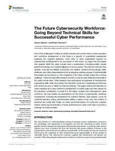 The Future Cybersecurity Workforce: Going Beyond ...