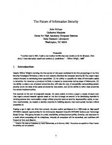 The Future of Information Security 1 Introduction - Semantic Scholar