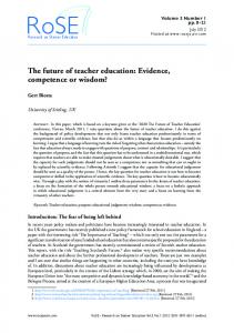 The future of teacher education: Evidence, competence or wisdom?