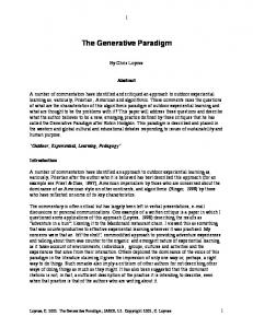 The Generative Paradigm