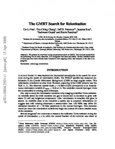 The GMRT Search for Reionization