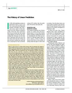 The History of Linear Prediction The History of Linear Predictionl