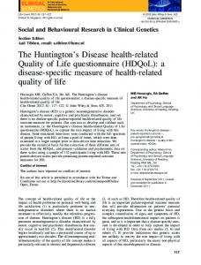 The Huntington's Disease healthrelated Quality ... - Wiley Online Library