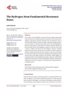 The Hydrogen Atom Fundamental Resonance States - Scientific