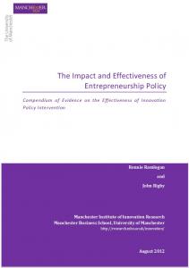 The Impact and Effectiveness of Entrepreneurship Policy