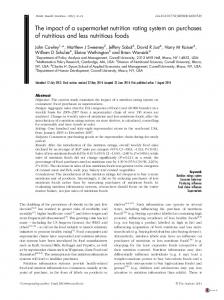 The impact of a supermarket nutrition rating system ... - Semantic Scholar