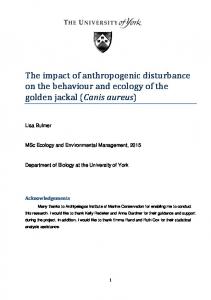 The impact of anthropogenic disturbance on the ... https://www.researchgate.net/.../The-impact-of-anthropogenic-disturbance-on-the-beh...