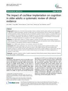 The impact of cochlear implantation on cognition in ... - BMC Geriatrics