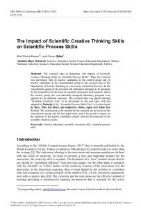 The Impact of Scientific Creative Thinking Skills on Scientific Process