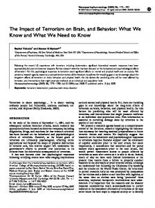 The Impact of Terrorism on Brain, and Behavior - Semantic Scholar