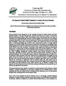 The Impacts of Tropical Biofuel Production on Land-use - Tropentag