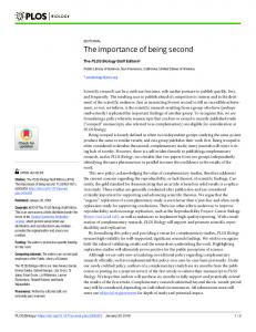 The importance of being second - PLOS