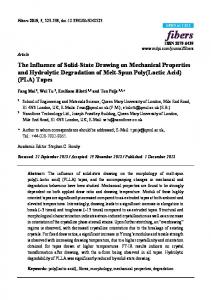 The Influence of Solid-State Drawing on Mechanical Properties and ...