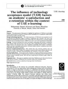 The influence of technology acceptance model (TAM)