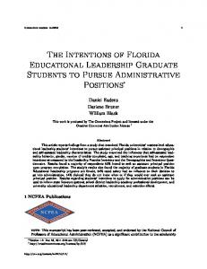 The Intentions of Florida Educational Leadership Graduate ... - Eric