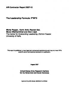 The Leadership Formula - Defense Technical Information Center