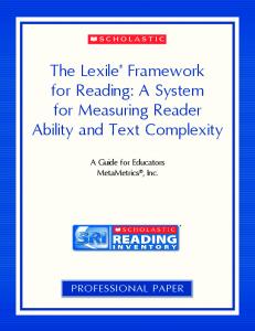 The Lexile Framework for Reading