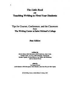 The Little Book on Teaching Writing to First-Year Students