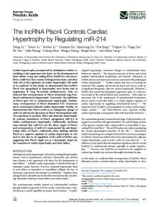 The lncRNA Plscr4 Controls Cardiac Hypertrophy by ... - Cell Press