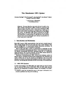 The Manchester OWL Syntax - WebOnt.org