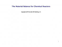 The Material Balance for Chemical Reactors