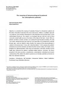 The meaning of pharmacological treatment for schizophrenic ... - SciELO