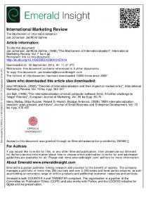 The Mechanism of Internationalisation